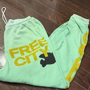 Freecity LETS GO Light Green  sweatpants with Yellow Accents XS